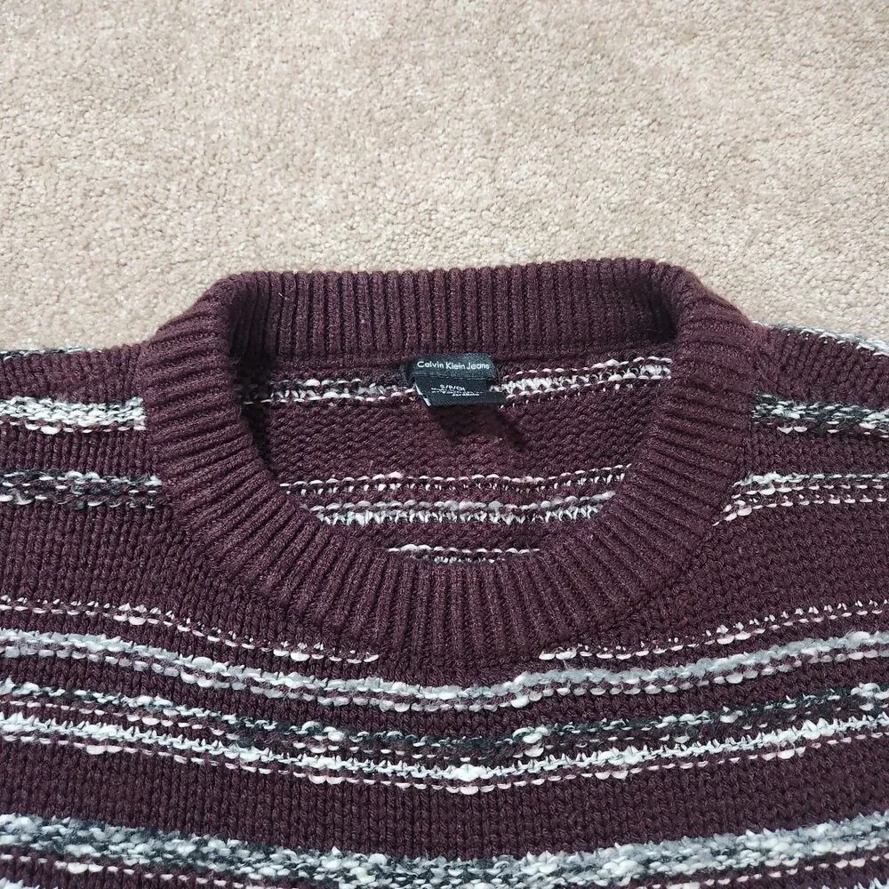 Calvin Klein Sweater Women S Acrylic Marled Burgundy Knit Pullover